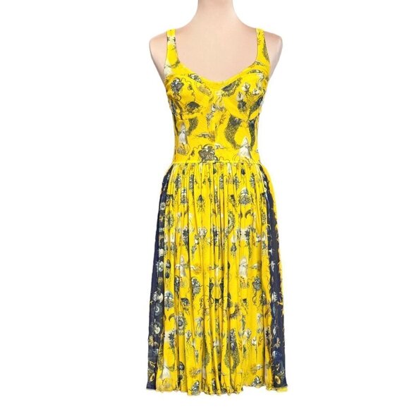 NWT Jean Paul Gaultier Jellyfish Yellow Mesh Knee Length Summer Dress Sz. S - Picture 1 of 16